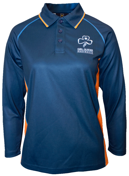 Youth Polo Navy & Orange - Long Sleeve